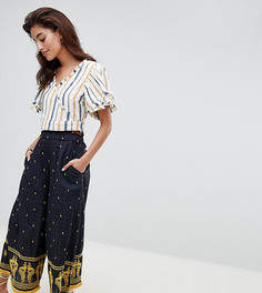Широкие брюки с вышивкой River Island - Темно-синий