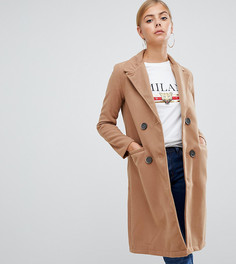 Бежевое двубортное пальто Boohoo - Бежевый