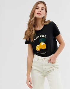 Черная футболка с принтом лимонов Pimkie - Черный