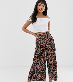 Плиссированные кюлоты со звериным принтом ASOS DESIGN Petite - Мульти