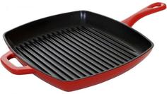 Чугунные сковороды Lodge сковорода-гриль квадратная 26 см с двумя ручками, красная