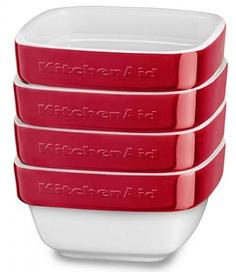 Посуда для запекания KitchenAid Набор керамических мини чаш квадратных 4х0.22л, красный