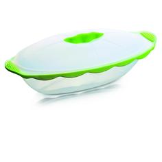 Силиконовые жаровни Silicone Zone Жаровня овальная с крышкой, серия Pure, цвет прозрачный/зеленый