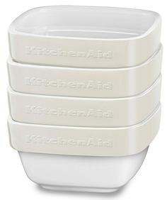 Посуда для запекания KitchenAid Набор керамических мини чаш квадратных 4х0.22л, кремовый