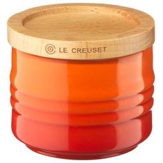 Сахарницы, Конфетницы Le Creuset Сахарница с деревянной крышкой Оранжевая лава