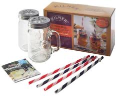 Наборы стаканов Kilner Подарочный набор из 2 банок с ручками и 4 трубочек