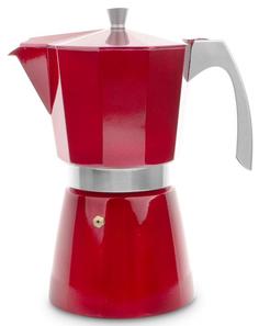Гейзерные кофеварки IBILI Evva Red Кофеварка гейзерная на 12 чашек, цвет красный, для всех типов плит, литой алюминий