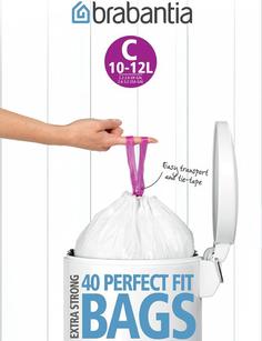 Аксессуары для мусорных вёдер и баков Brabantia Мешки для мусора PerfectFit, размер С (10-12 л), упаковка-диспенсер, 40 шт.