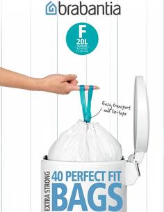Аксессуары для мусорных вёдер и баков Brabantia Мешки для мусора PerfectFit, размер F (20 л), упаковка-диспенсер, 40 шт.