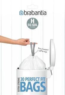 Аксессуары для мусорных вёдер и баков Brabantia Мешки для мусора PerfectFit, размер H (50-60 л), упаковка-диспенсер, 30 шт.