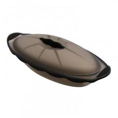 Силиконовые жаровни Silicone Zone Жаровня овальная силиконовая с крышкой, серия Pure, цвет прозрачный/черный