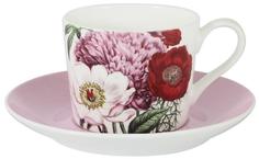 Чашки Anna Lafarg Stechcol Чашка 0,25 с блюдцем (розовые цветы) Лаура в подарочной упаковке