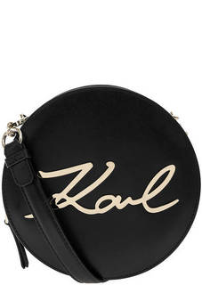 Сумка Черная кожаная сумка круглой формы Karl Lagerfeld