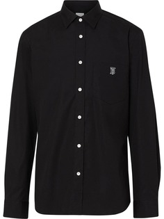 Burberry эластичная поплиновая рубашка с монограммой