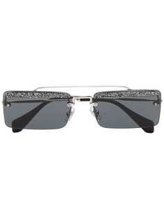 Miu Miu Eyewear затемненные солнцезащитные очки в квадратной оправе с кристаллами