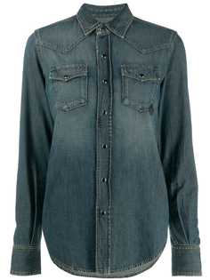 Saint Laurent джинсовая рубашка с декором