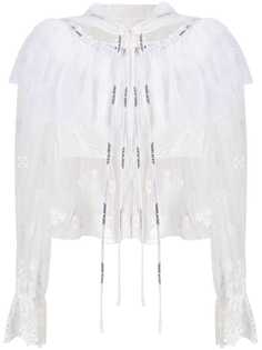 Off-White полупрозрачная блузка с вышивкой
