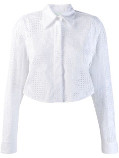 Off-White укороченная рубашка с вышивкой