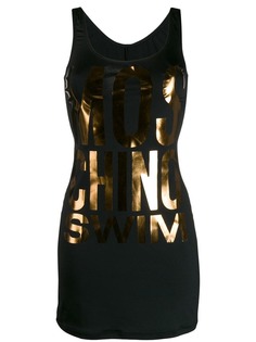 Moschino платье мини с эффектом металлик и логотипом