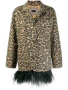 Simonetta Ravizza пальто с леопардовым принтом и перьями