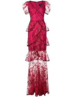 Marchesa Notte длинное платье с вышивкой