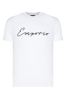 Белая хлопковая футболка Emporio Armani