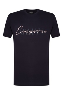 Темно-синяя футболка с принтом Emporio Armani