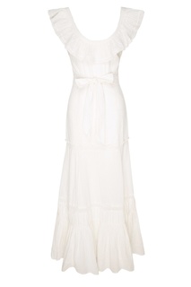 Белое платье-макси с оборкой Love Shack Fancy