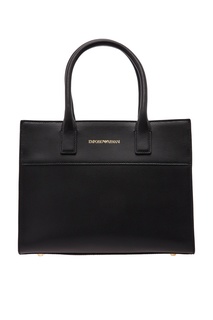 Черная кожаная сумка с логотипом Emporio Armani