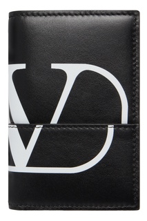 Черный кожаный кошелек с логотипом Valentino