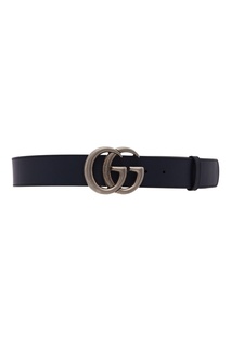 Синий кожаный ремень с пряжкой GG Gucci