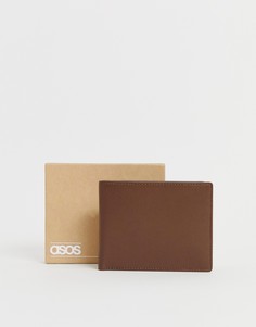 Коричневый кожаный бумажник с отделением для монет ASOS DESIGN - Коричневый