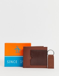 Складной бумажник и брелок для ключей Original Penguin - Коричневый