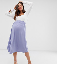 Короткая расклешенная юбка миди ASOS DESIGN Maternity - Синий