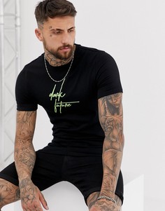 Обтягивающая футболка с логотипом ASOS DARK FUTURE - Черный