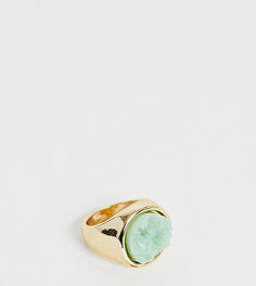 Золотистое кольцо с кристаллами DesignB London - Зеленый