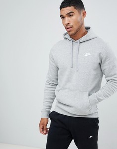 Худи серого цвета с логотипом-галочкой Nike - Серый