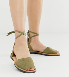 Эксклюзивные замшевые сандалии цвета хаки с завязкой Solillas Menorcan - Зеленый