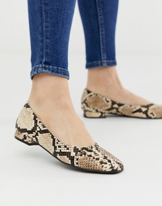 Туфли на плоской подошве с квадратным носком и эффектом змеиной кожи Accessorize - Мульти