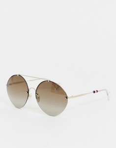 Светло-коричневые круглые солнцезащитные очки Tommy Hilfiger - Коричневый