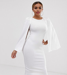 Облегающее белое платье миди с рукавами-кейп Boohoo Petite - Белый
