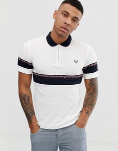 Белое поло с логотипом и воротом на молнии Fred Perry - Белый