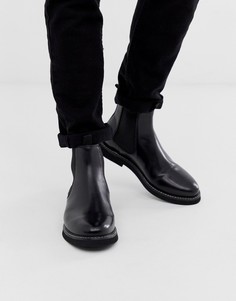 Черные кожаные ботинки челси на толстой подошве ASOS DESIGN - Черный