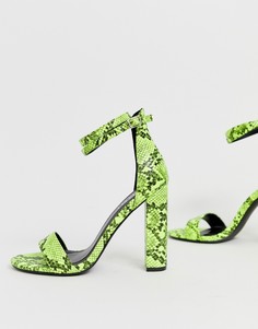 Кислотно-зеленые босоножки на блочном каблуке Simmi London Heidi - Зеленый