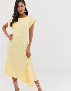 Платье-футляр в рубчик с поясом Closet London - Желтый
