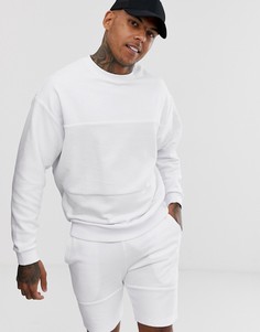 Белый свободный спортивный костюм с худи и шортами со вставками ASOS DESIGN - Белый