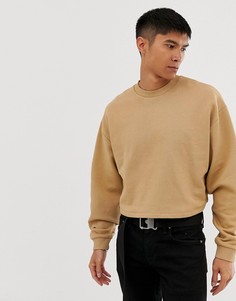 Короткий бежевый oversize-свитшот ASOS DESIGN - Бежевый