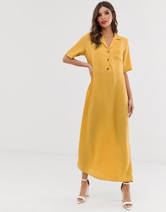 Платье-рубашка миди в минималистском стиле Vero Moda - Желтый