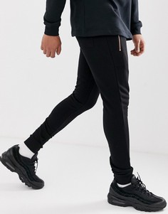 Черные супероблегающие джоггеры с золотисто-розовыми молниями ASOS DESIGN - Черный