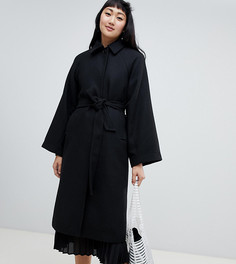 Черное пальто с поясом Monki - Черный